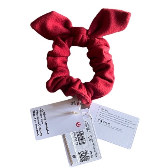 🆕 LULULEMON Uplifting Scrunchie Fleece Bow Red NWT Hair Accessory - Picture 1 of 10